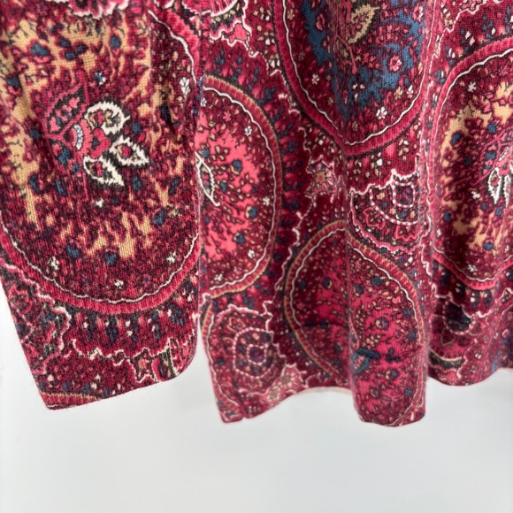 Talbots Women Pure Merino Wool Burgundy Paisley Sweater Large Lightweight Office - Picture 5 of 9